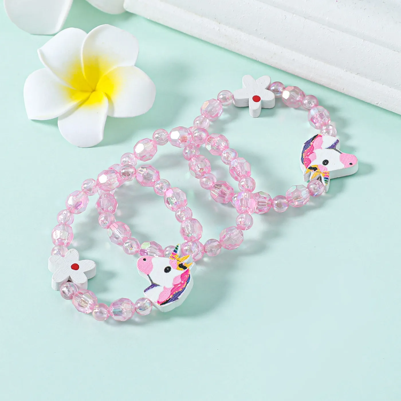 3-pack Pineapple Unicorn Decor Beaded Bracelet for Girls  image 1