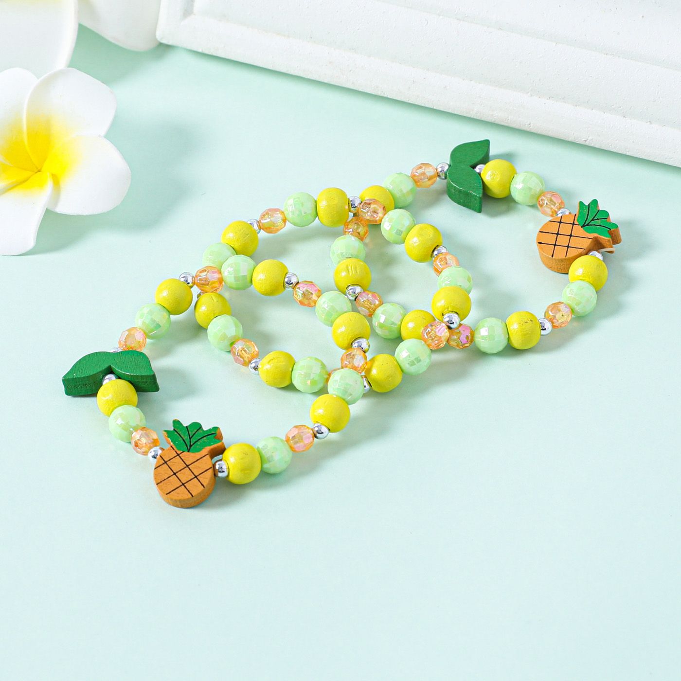3-pack Pineapple Unicorn Decor Beaded Bracelet for Girls