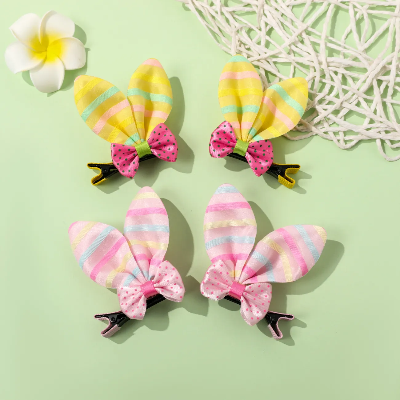 2-pack Bow Bunny Ears Hair Clips Hair Accessories for Girls Pink big image 1