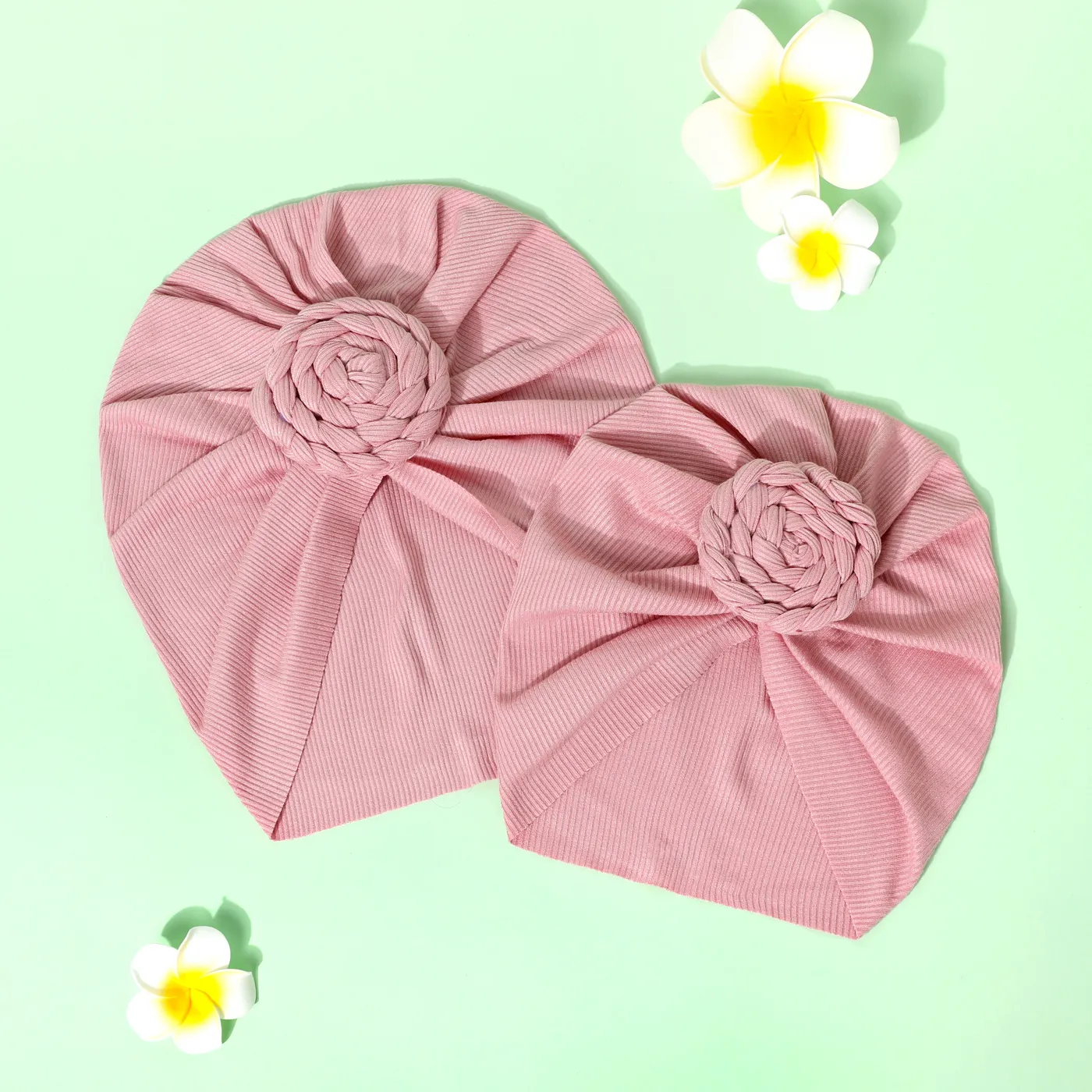

Pure Color Swirl Flower Headband Turban for Mom and Me