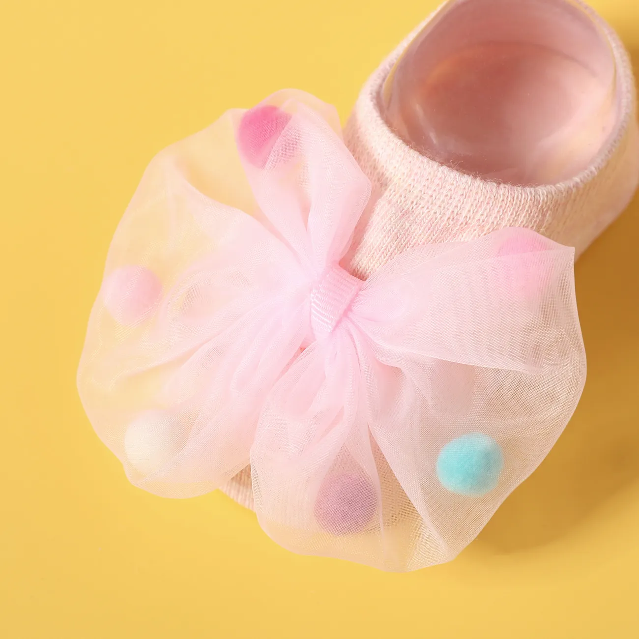 Baby / Toddler Bow Colorful Ball Decor Antiskid Glue Socks Pink big image 1
