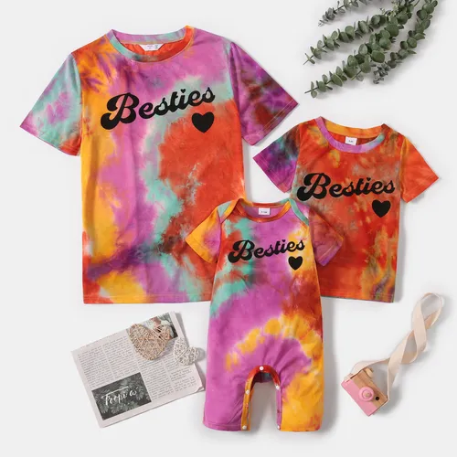 Tie dye Letter Print long sleeve Tops for Mom and Me