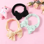 3-pack Pure Color Hollow Out Bow Headband for Girls Black