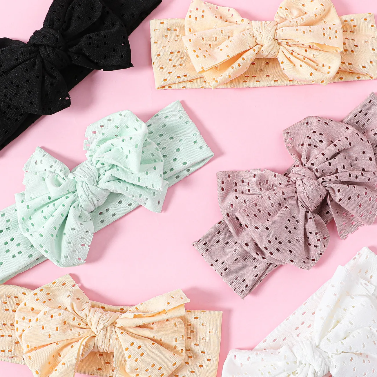 3-pack Pure Color Hollow Out Bow Headband for Girls Black big image 1