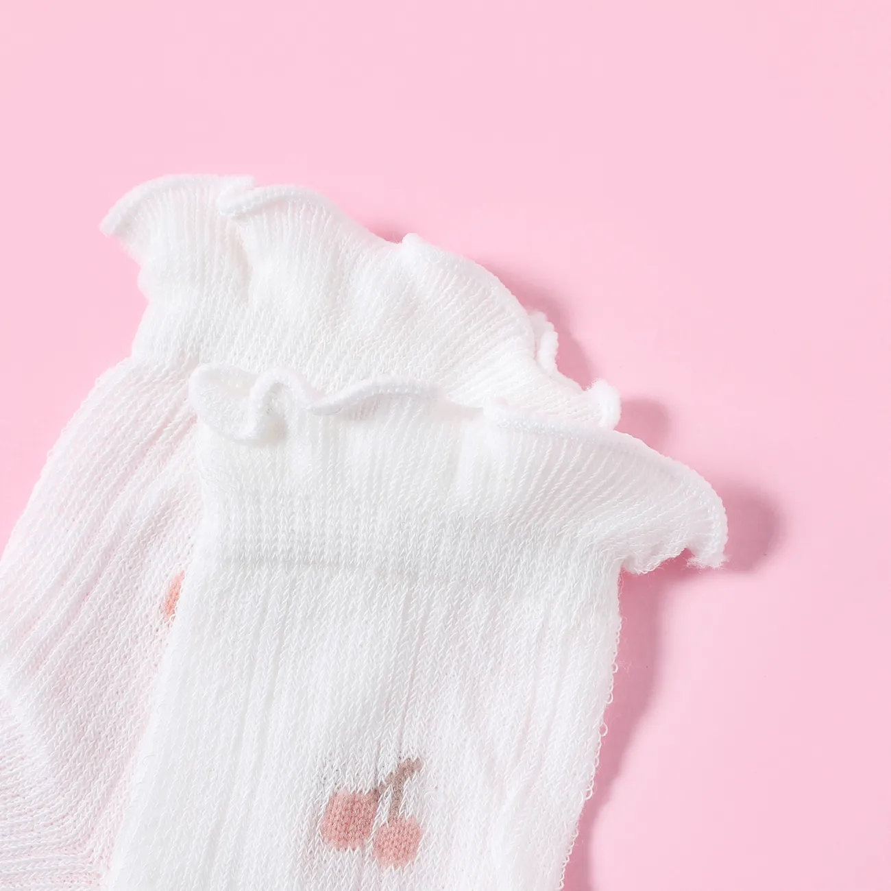 meias de malha de alface gráfico floral bebê / criança pequena Branco big image 1