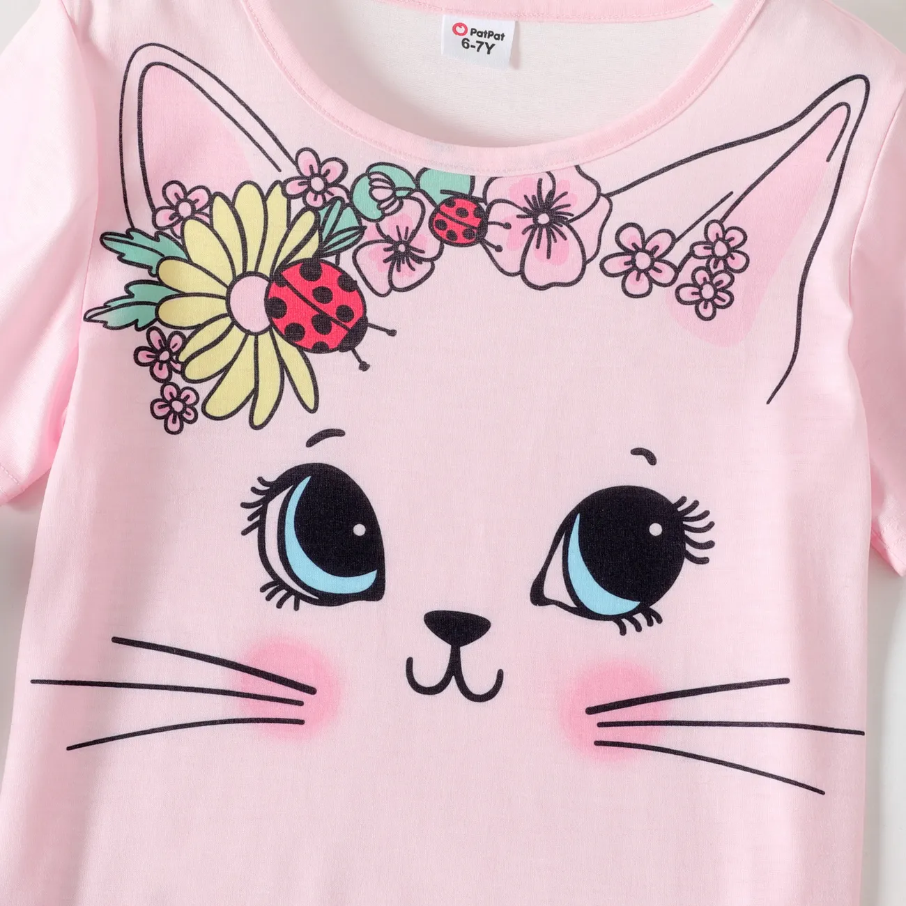 Páscoa Criança Menina Estampado animal Manga curta T-shirts Rosa big image 1