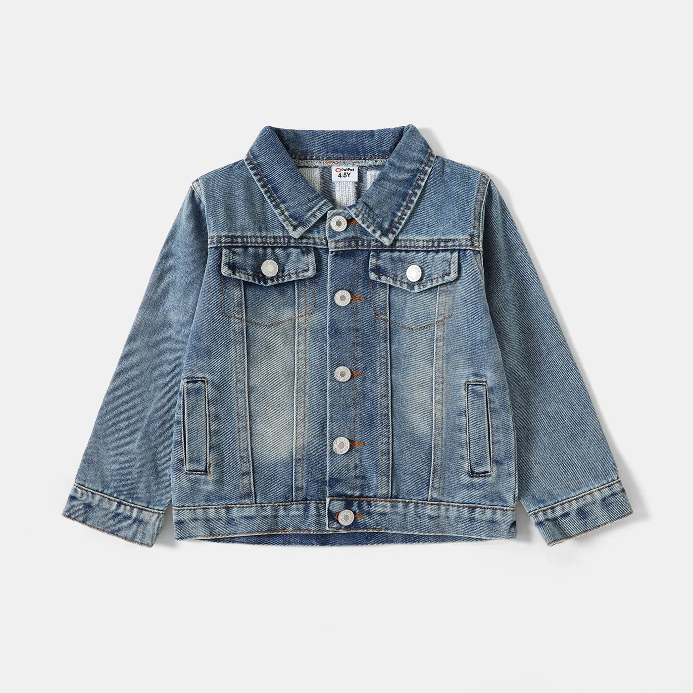 Light Blue Letter Design Long-sleeve Distressed Denim Jacket for Mom and Me  big image 8
