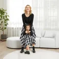 Family Matching Long-sleeve Plaid Splicing Dresses and Shirts Sets  image 5