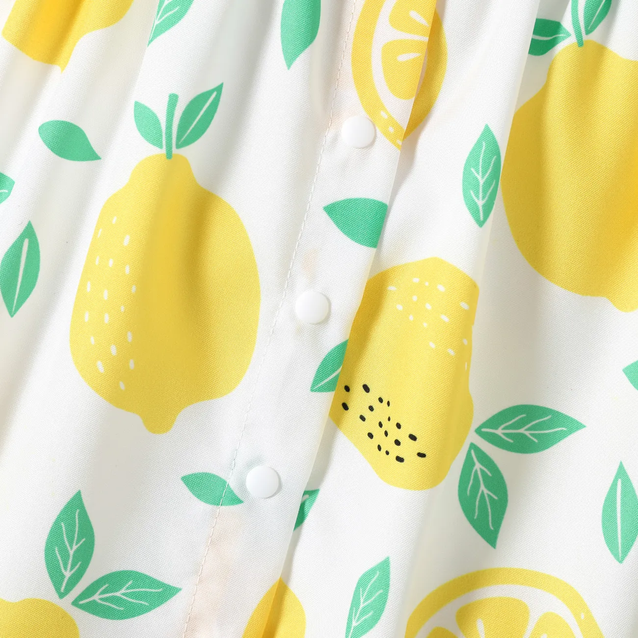 Baby Girl Allover Yellow Plaid/Lemon Print Flutter-sleeve Snap Romper Color block big image 1