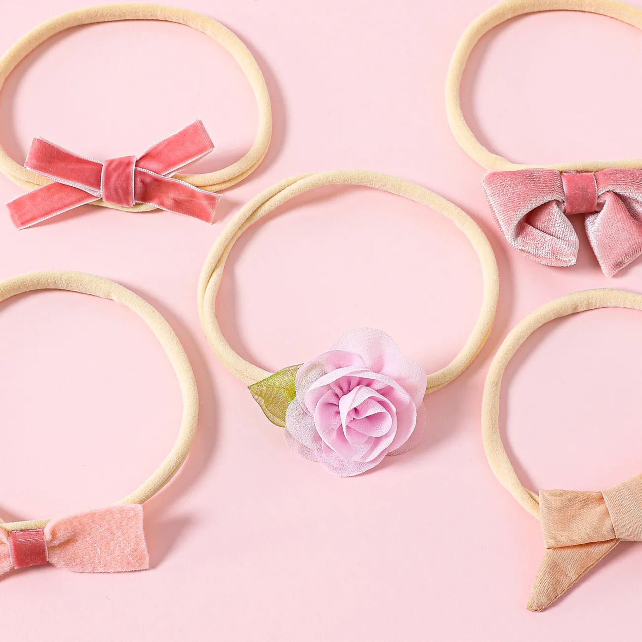 5-pack Floral Bow Decor Headband Hair Accessories for Girls（Random amount of star glitter） Pink big image 1