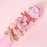 Conjunto de 5 acessórios de cabelo com decoração de arco floral para meninas (quantidade aleatória de glitter) Rosa