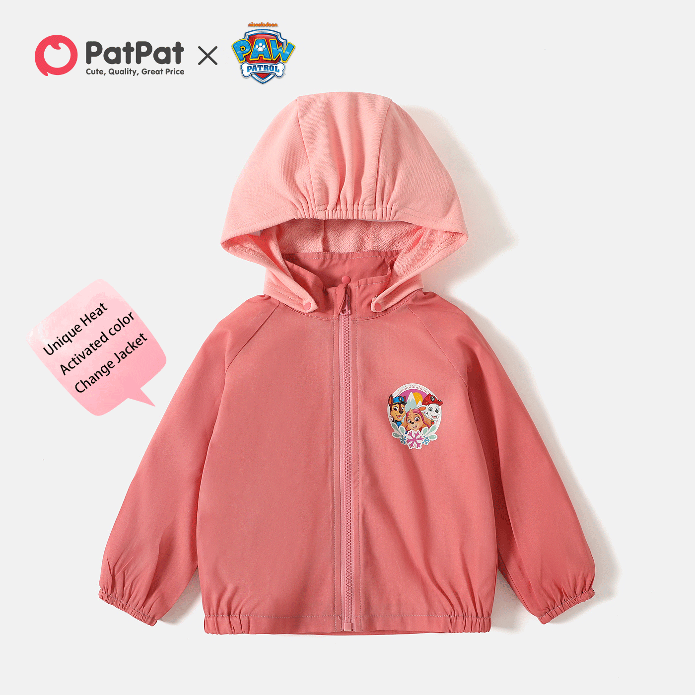 PAW Patrol Toddler GIrl Unique Heat Activated Color Change Zip-up Jacket Pink
