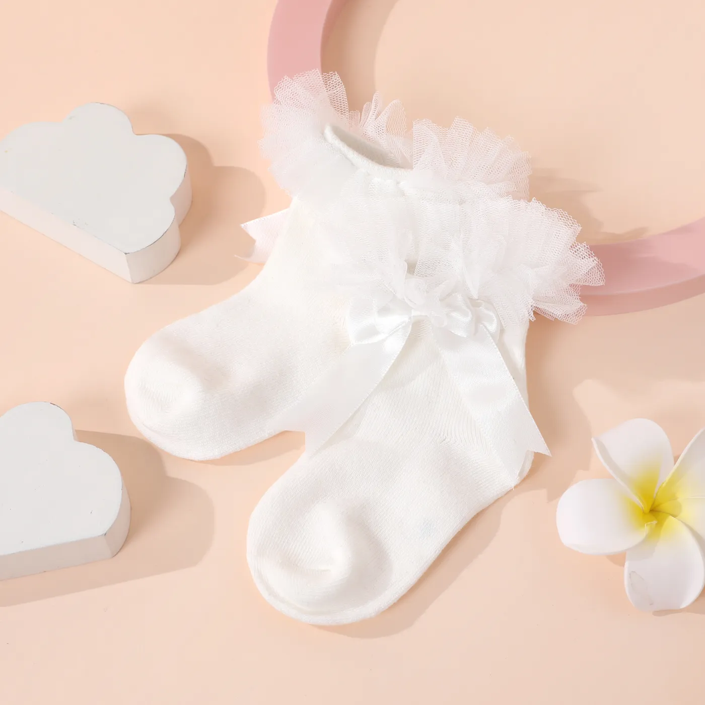 Toddler / Kid Bow Lace Trim Princess Socks  big image 1
