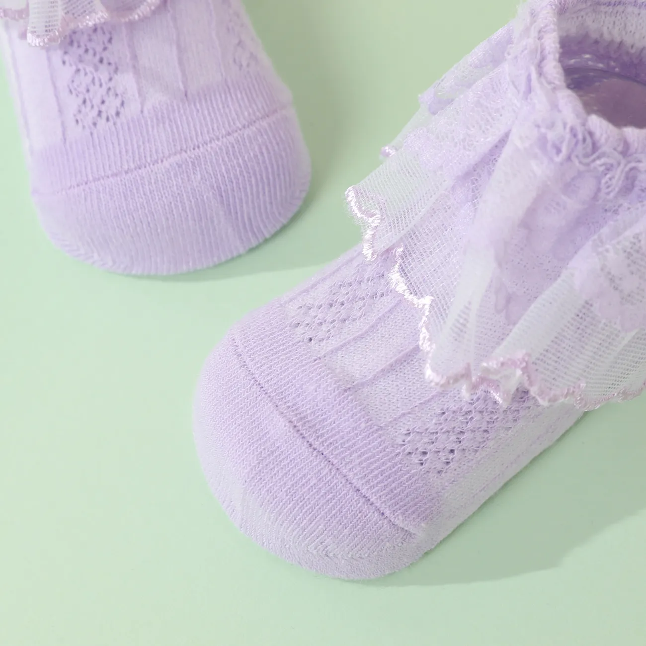 Baby / Toddler / Kid Mesh Lace Trim Princess Socks Viola Chiaro big image 1