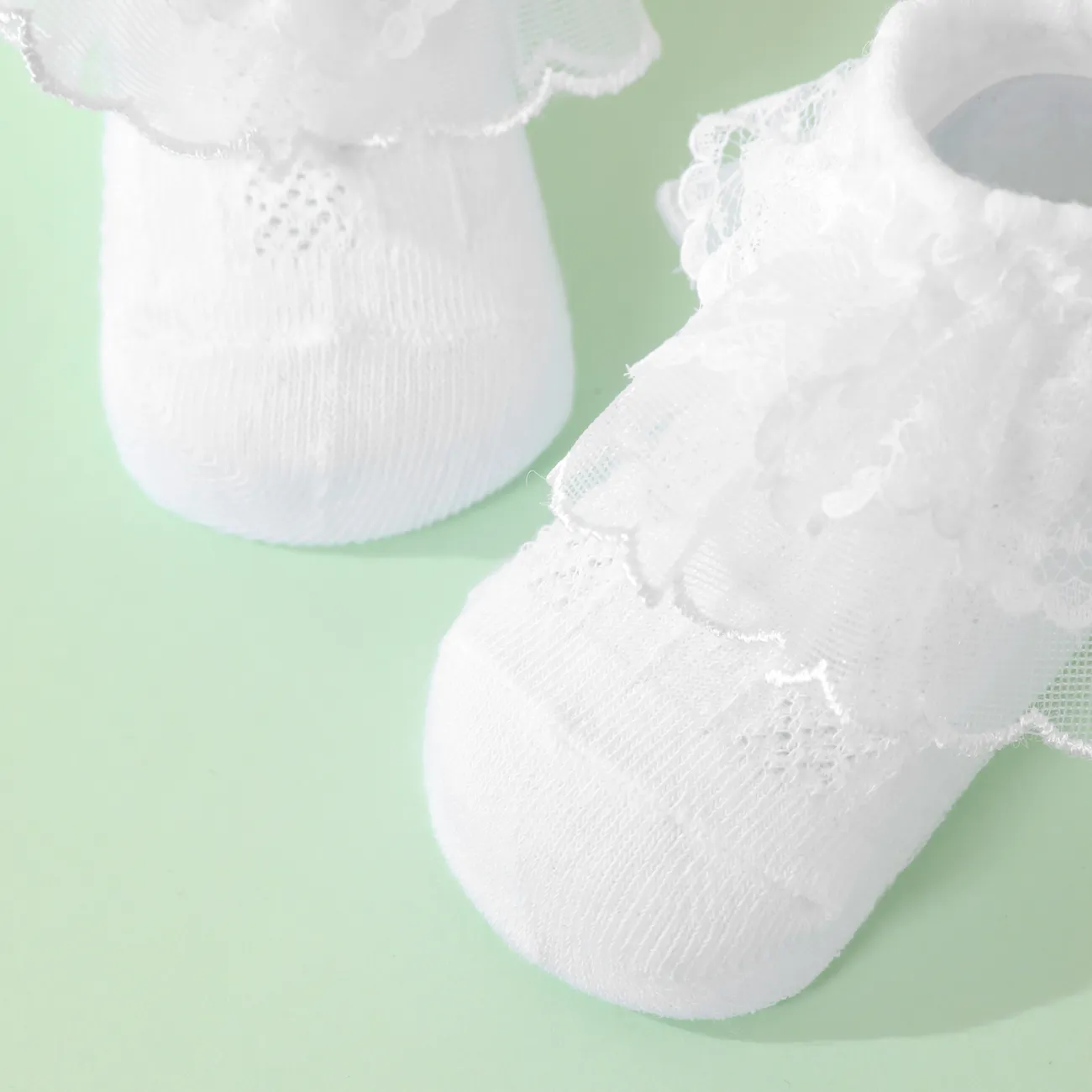 Baby / Toddler / Kid Mesh Lace Trim Princess Socks White big image 1