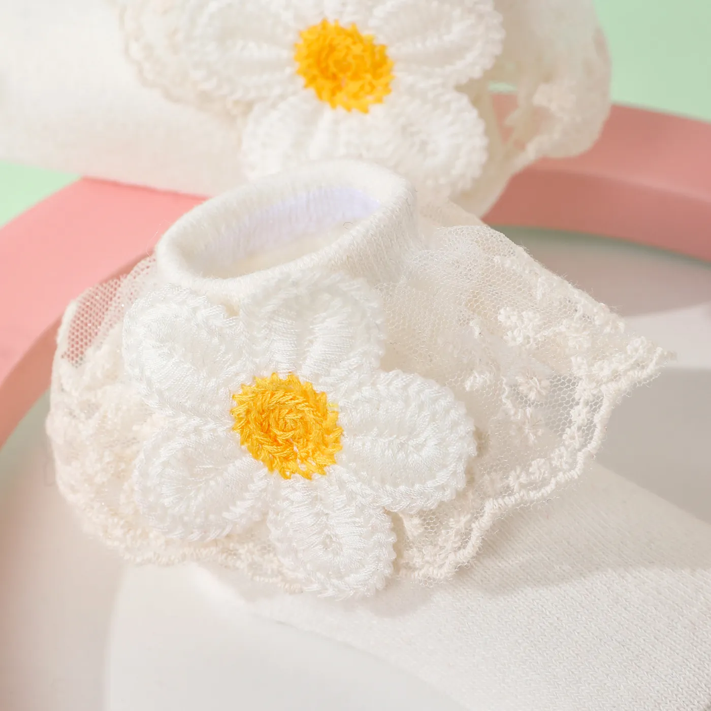 bebê/criança meias de princesa com acabamento de renda floral Branco image 5