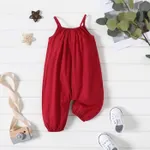 100% Cotton Baby Girl Loose-fit Solid Sleeveless Spaghetti Strap Harem Pants Overalls  image 3