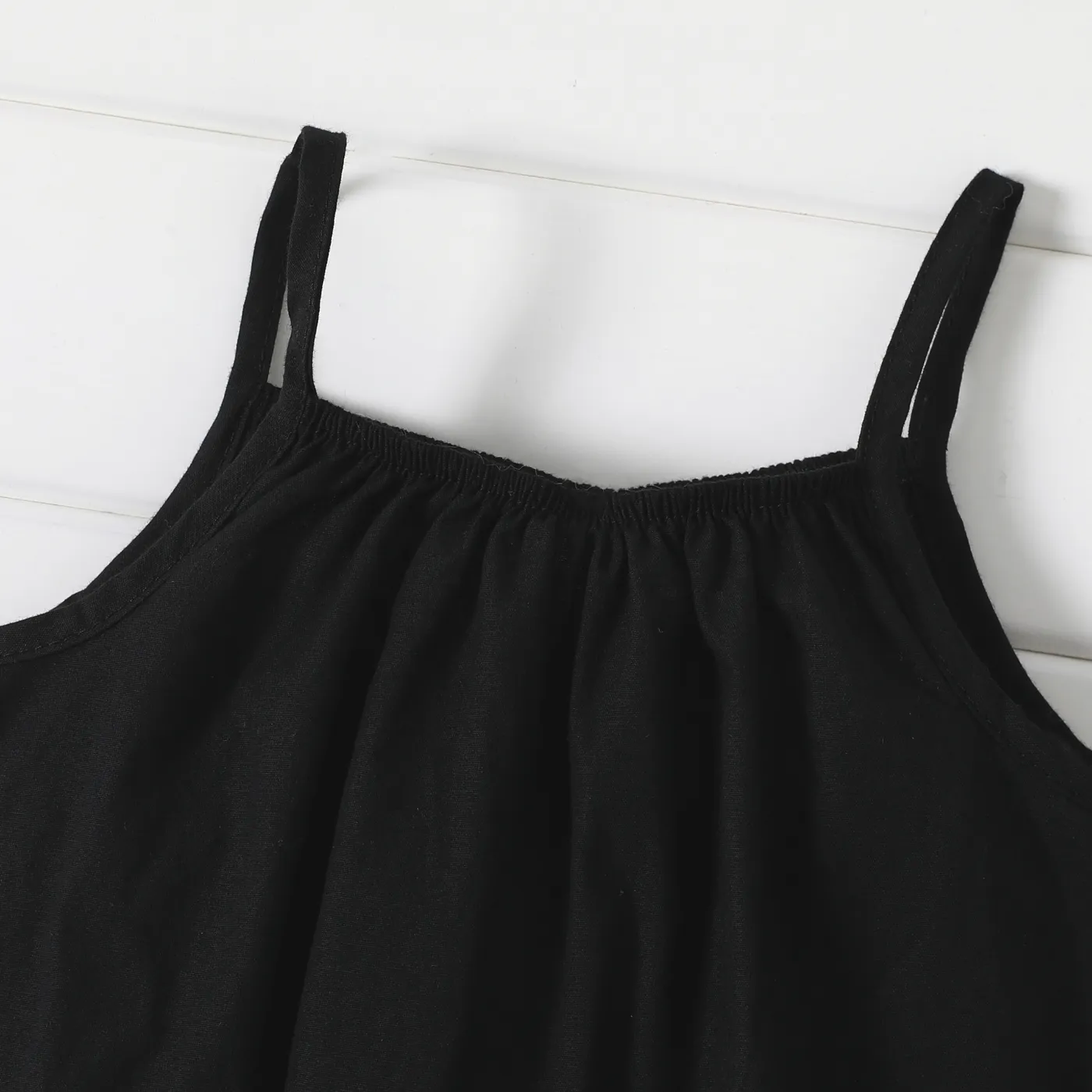 100% Cotton Baby Girl Loose-fit Solid Sleeveless Spaghetti Strap Harem Pants Overalls  image 4