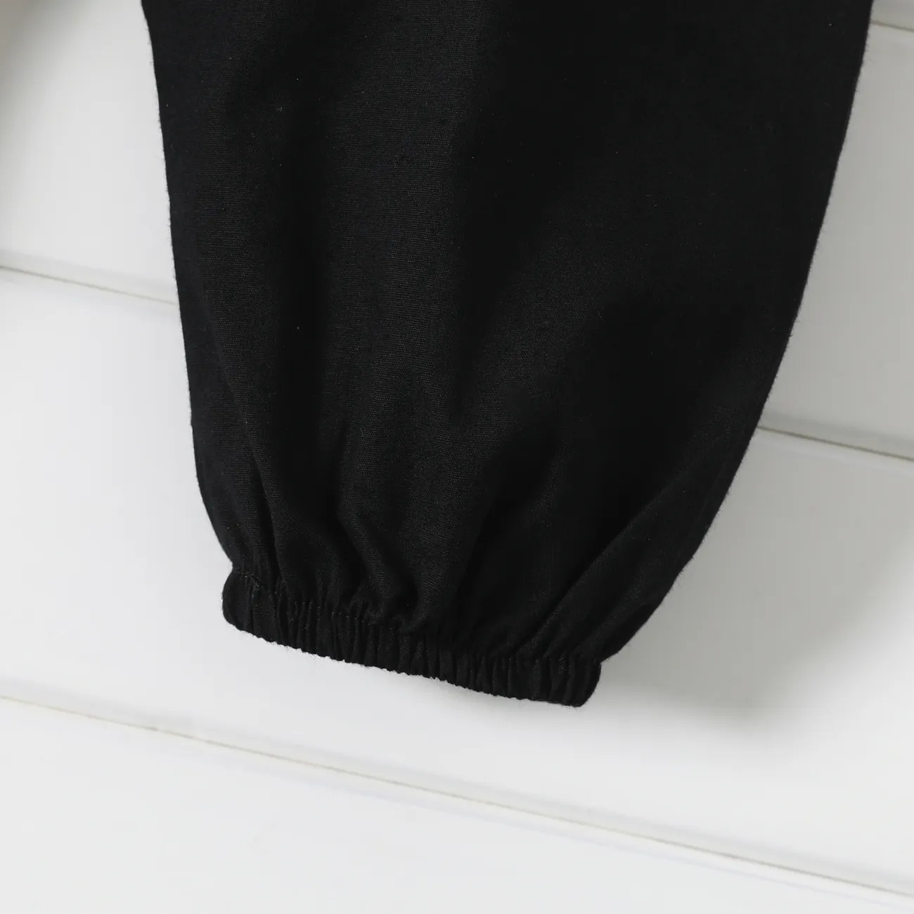 Cotton Loose-fit Solid Color Lightweight Jumpsuit for Baby Unisex Black big image 1