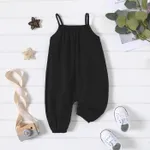 100% Cotton Baby Girl Loose-fit Solid Sleeveless Spaghetti Strap Harem Pants Overalls  image 3