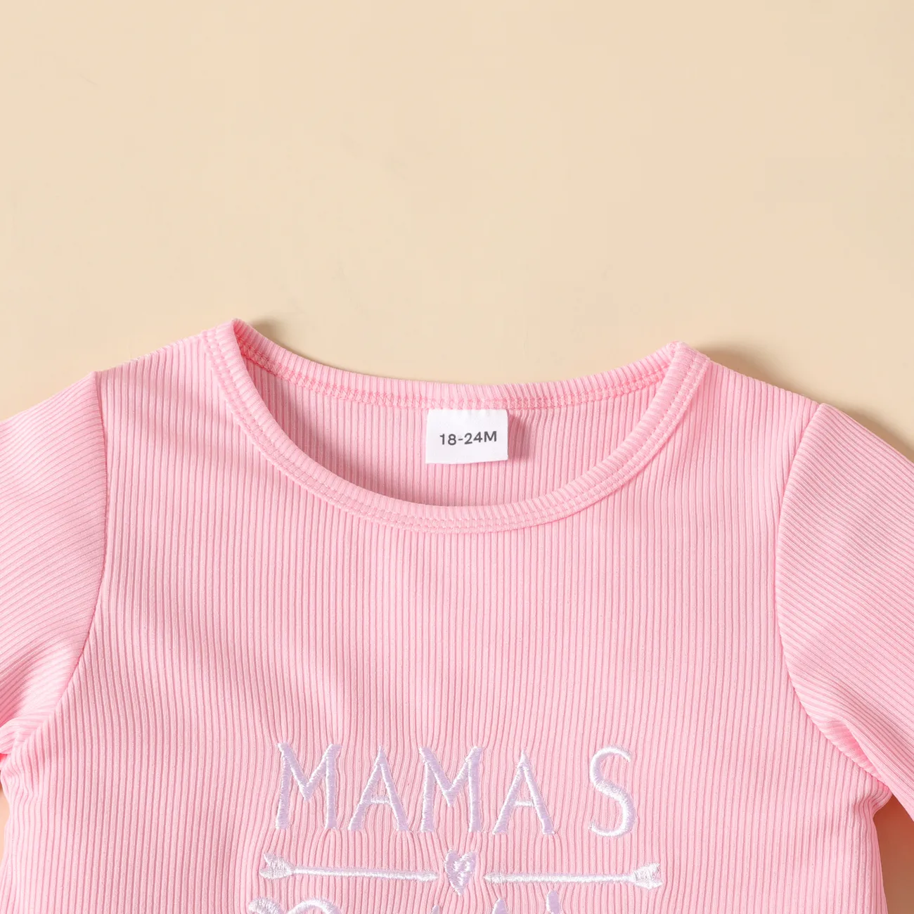 Kleinkinder Mädchen Gekräuselter Saum Basics Kurzärmelig T-Shirts rosa big image 1