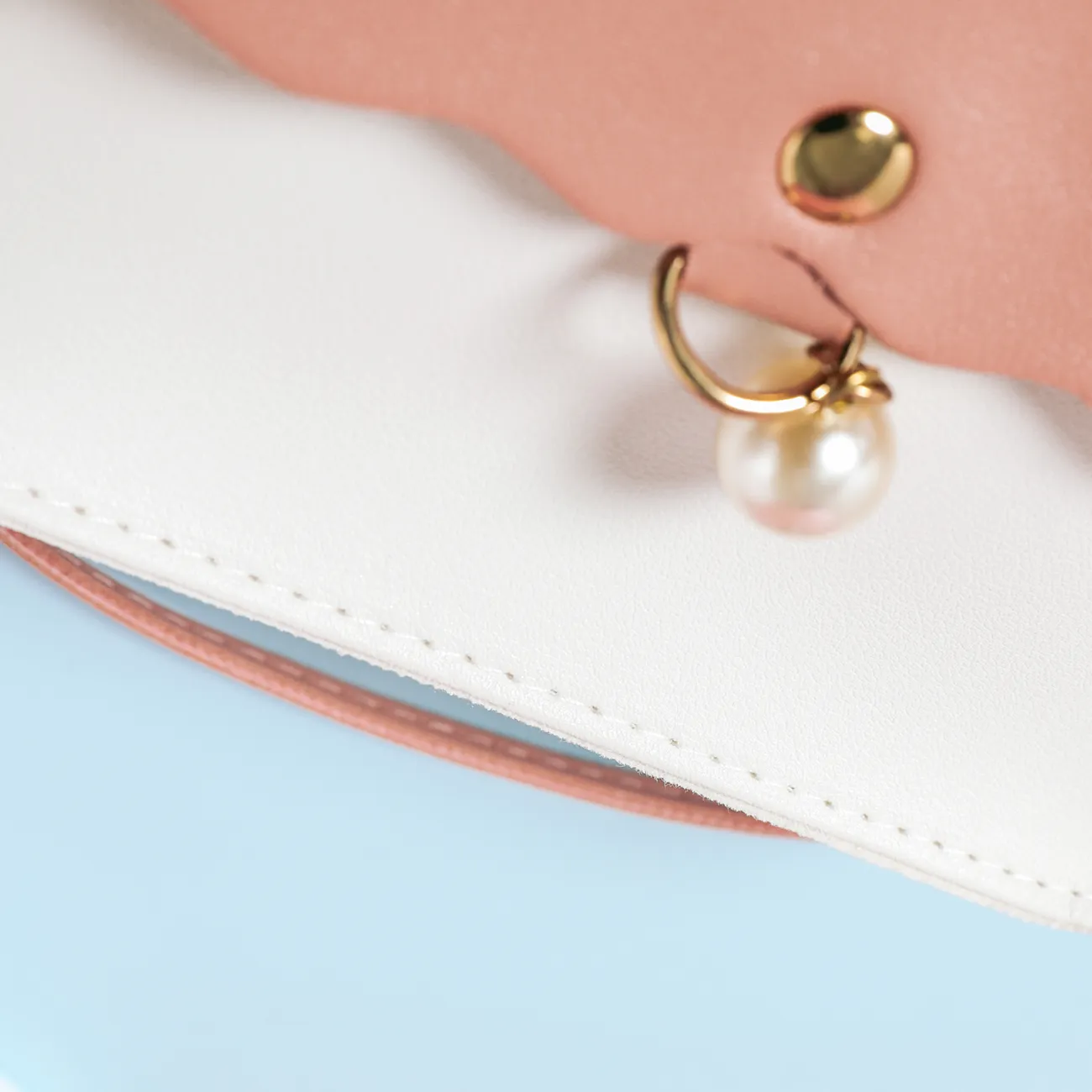 Kids Pearl Pendant Decor Two Tone Shoulder Messenger Bag Pink big image 1