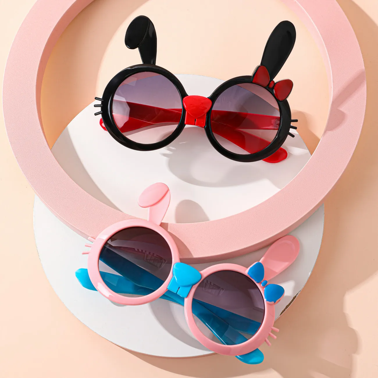 niño / niño dibujos animados creativo conejo orejas de conejo gafas decorativas Rosado big image 1