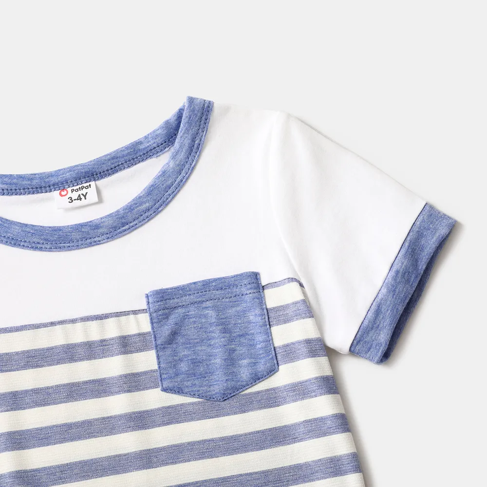 Family Matching Colorful Stripe Dresses and Short-sleeve T-shirts Sets big image 9