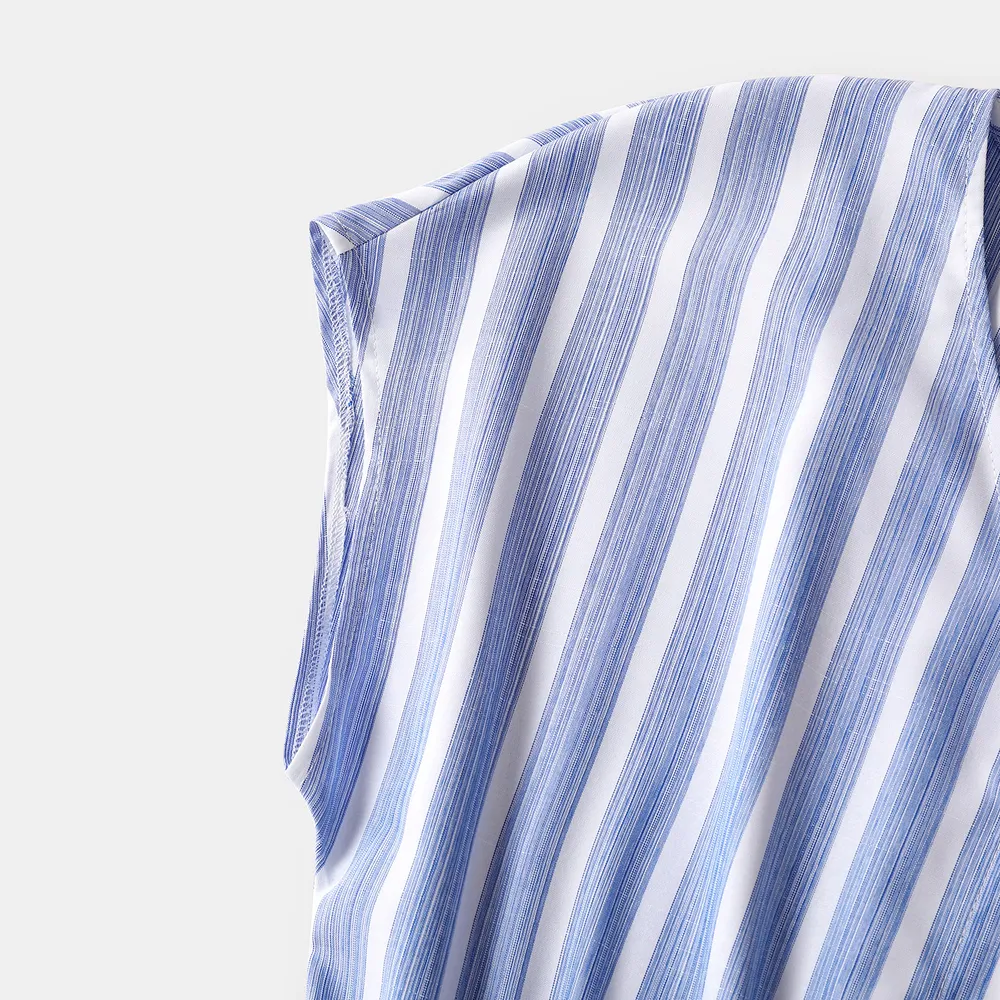 Family Matching Colorful Stripe Dresses and Short-sleeve T-shirts Sets big image 2