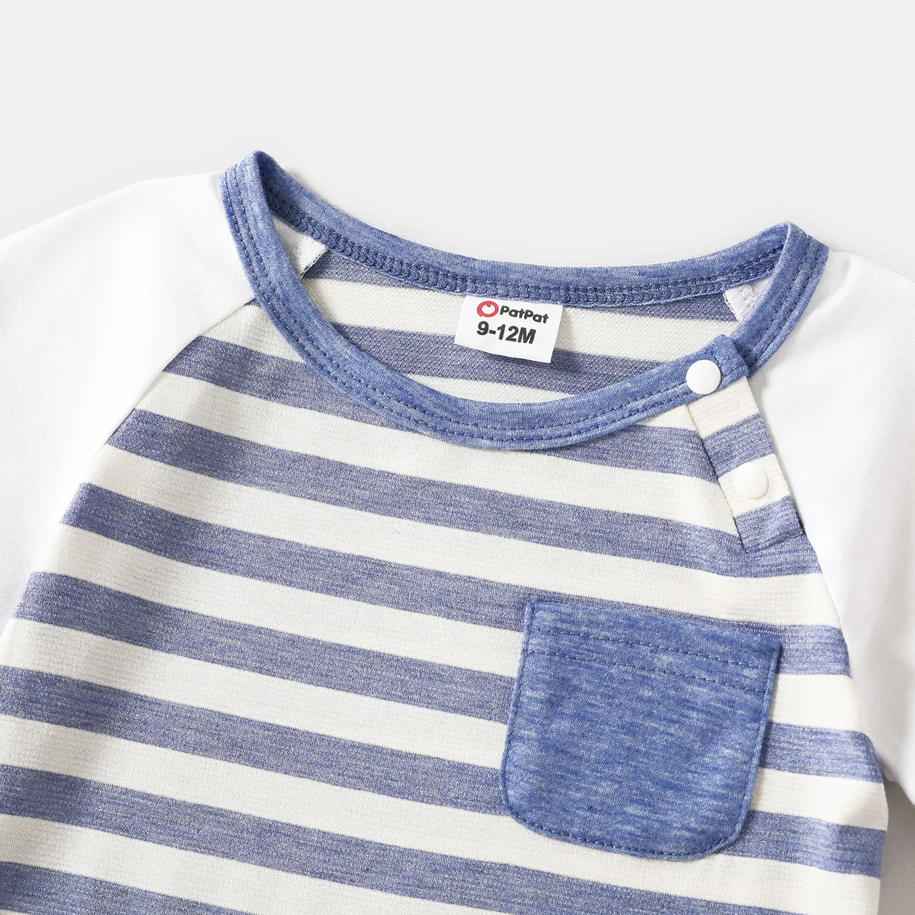 Family Matching Blue Striped V Neck Drop Shoulder Button Up Belted Dresses and Short-sleeve T-shirts Sets Blue big image 1