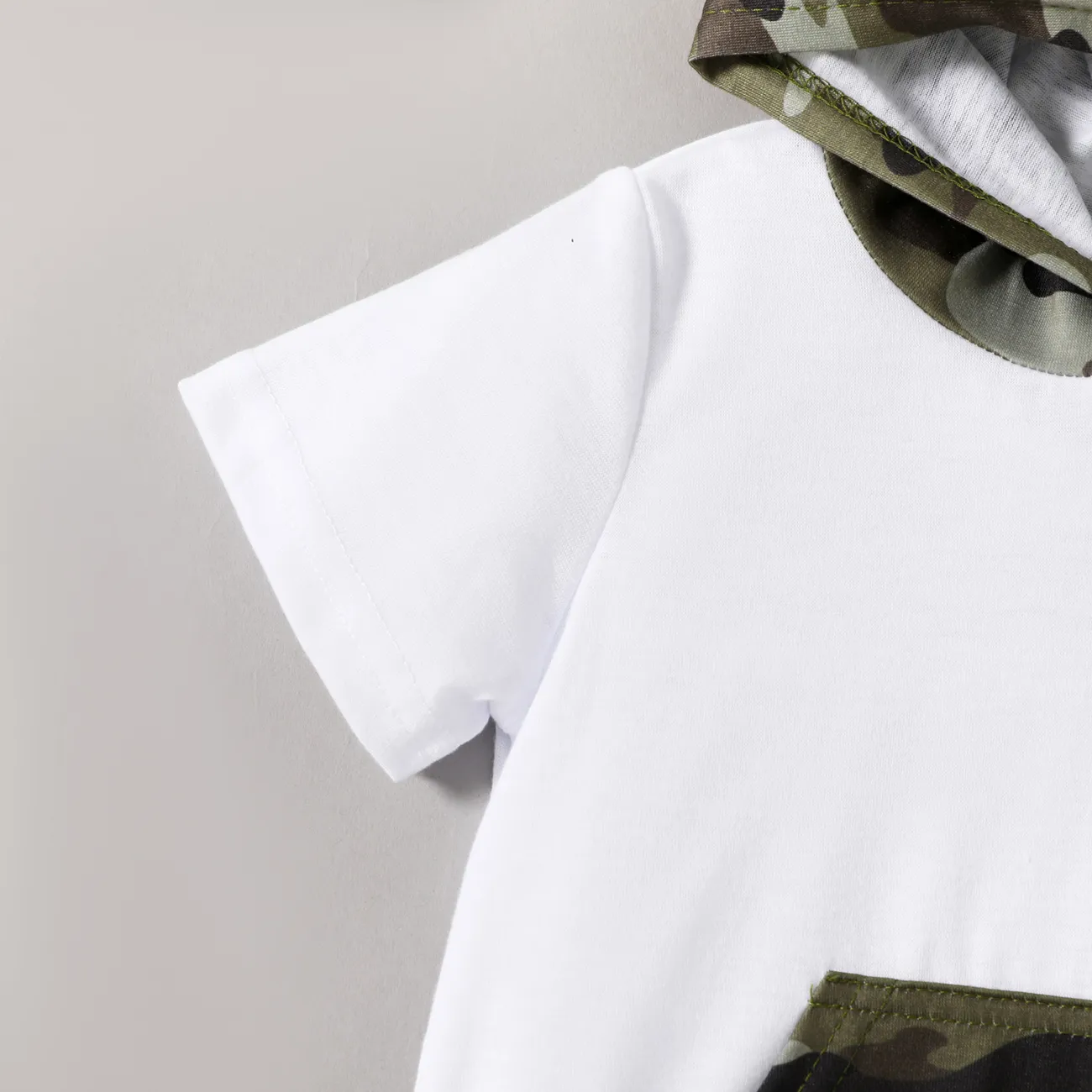 2 Stück Kleinkinder Jungen Mit Kapuze Avantgardistisch T-Shirt-Sets weiß big image 1
