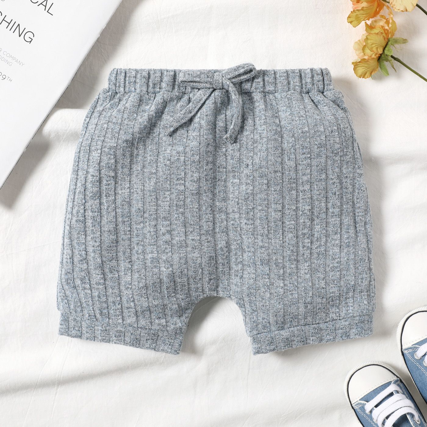 

Baby Boy Solid Ribbed Elasticized Waist Shorts