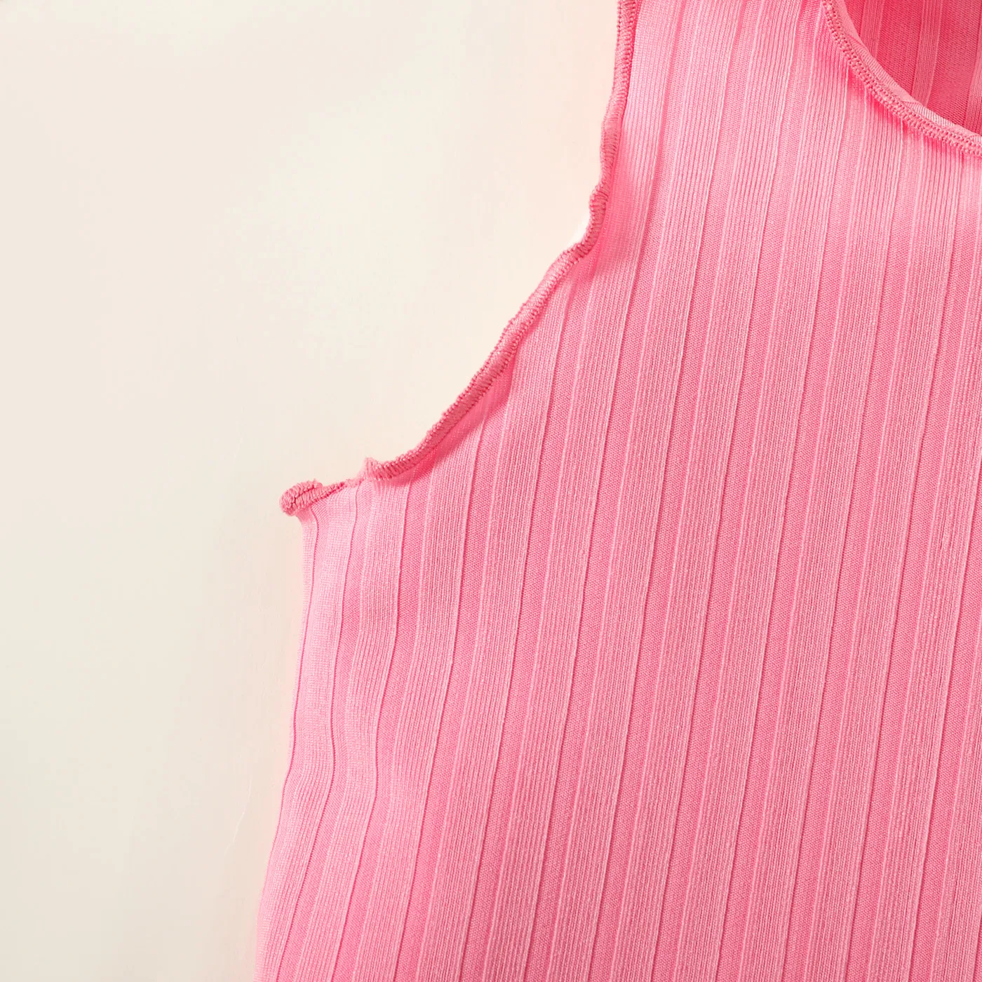 Toddler Girl Solid Color Lettuce Trim Tank Top Pink image 5