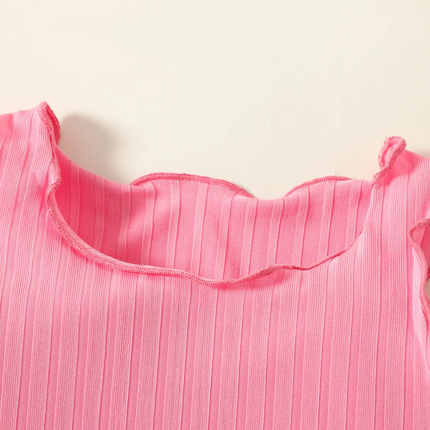 Toddler Girl Solid Color Lettuce Trim Tank Top Pink image 4