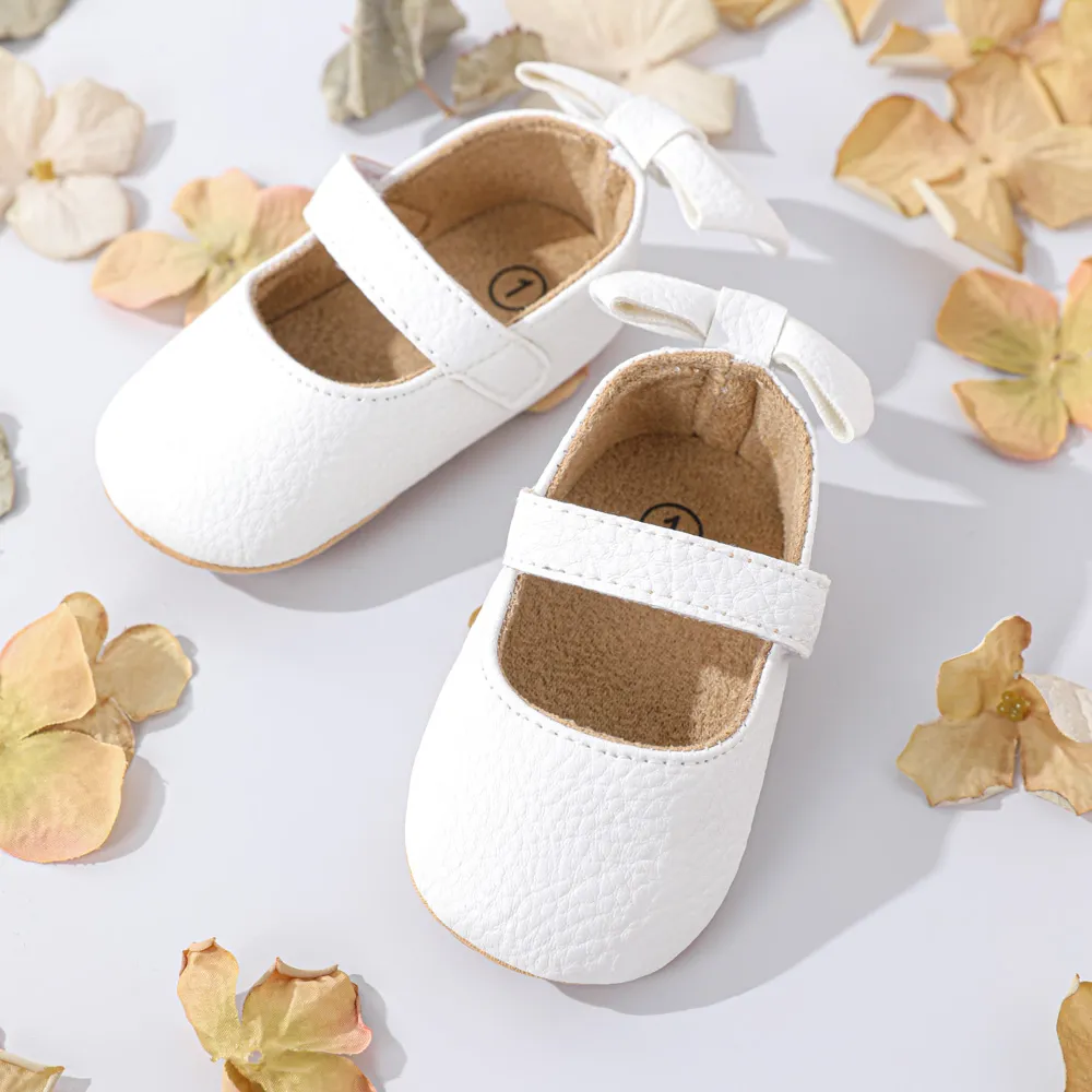 Baby / Toddler Back Bow Decor Soft Sole Non-slip Prewalker Shoes White big image 1