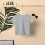 Toddler Boy Casual Solid Color Short-sleeve Tee flowergrey