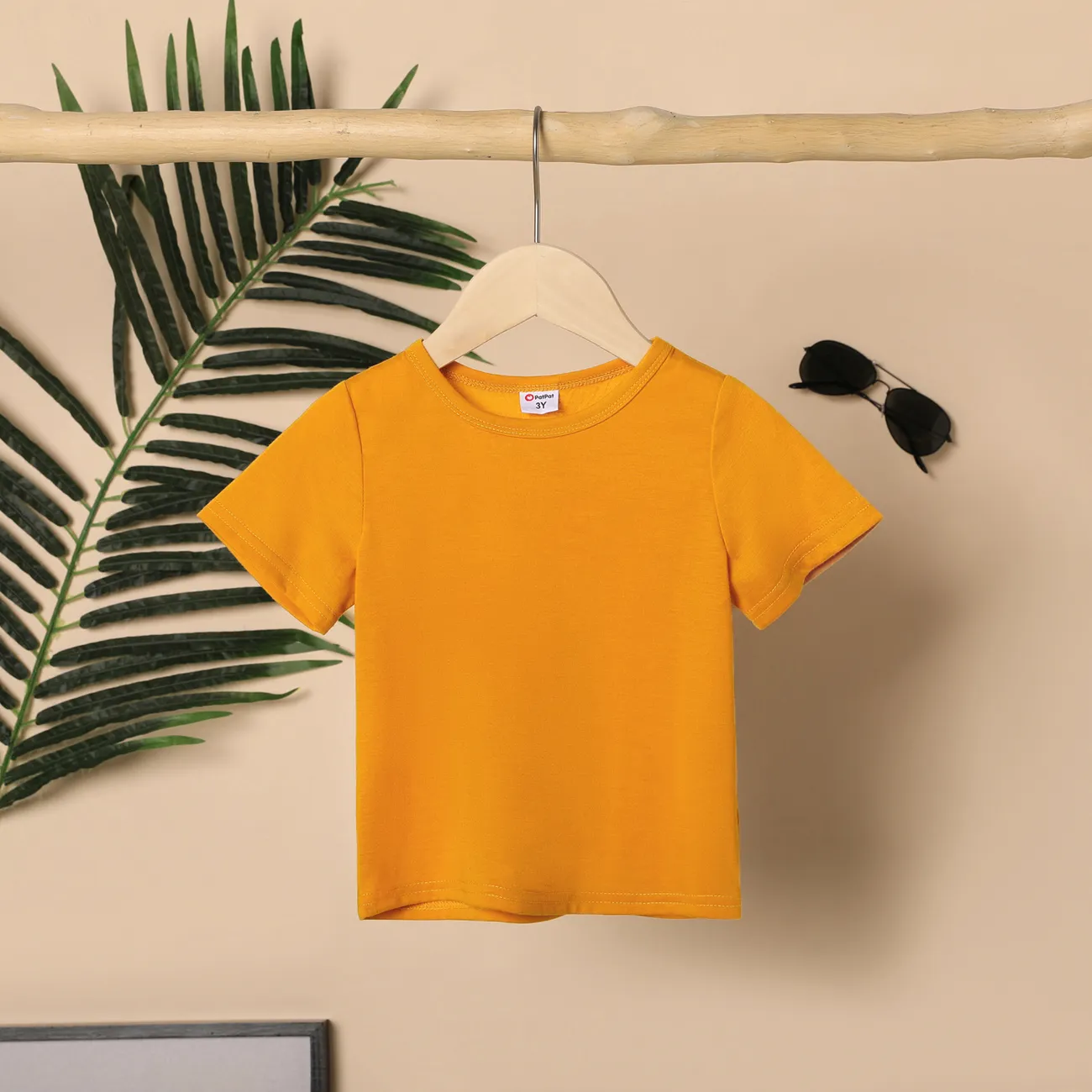 小童 男 基礎 短袖 T恤 黃色 big image 1