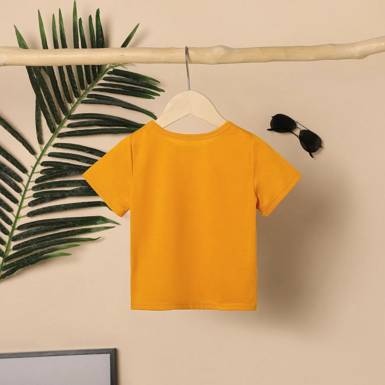 Toddler Boy Casual Solid Color Short-sleeve Tee Yellow big image 1