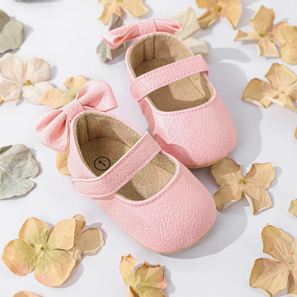 Baby / Toddler Back Bow Decor Soft Sole Non-slip Prewalker Shoes Pink big image 1