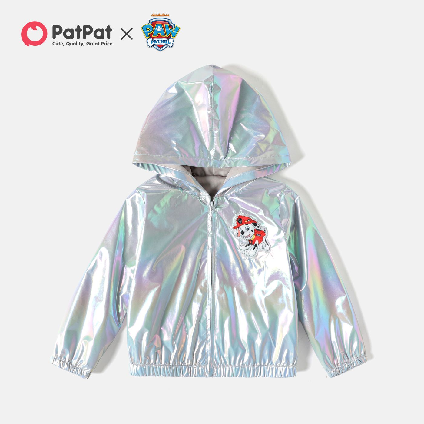 

Paw Patrol Toddler Girl/Boy Rainbow Print Metallic Laser Hooded Jacket