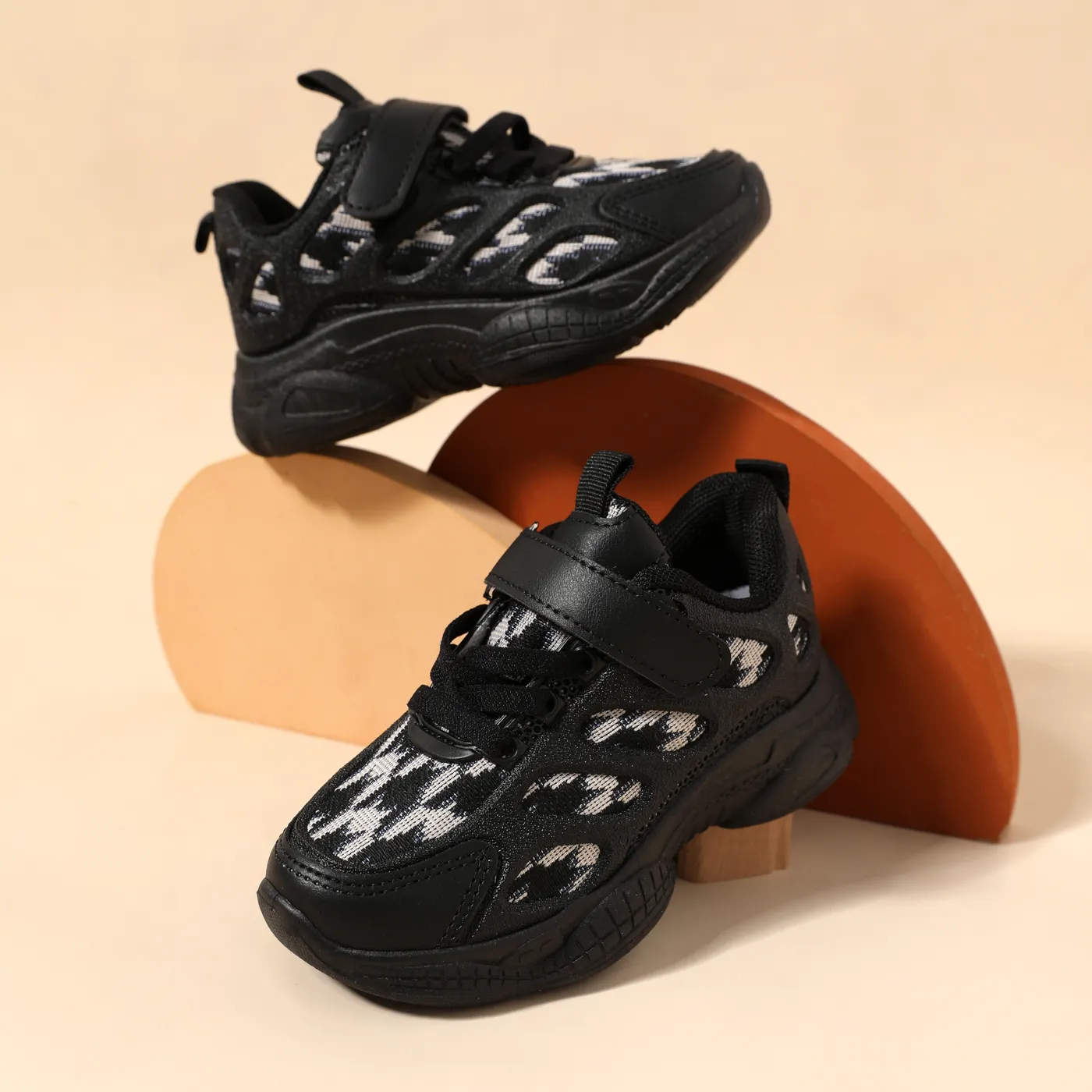 Toddler / Kid Geometry Graphic Breathable Sneakers Black