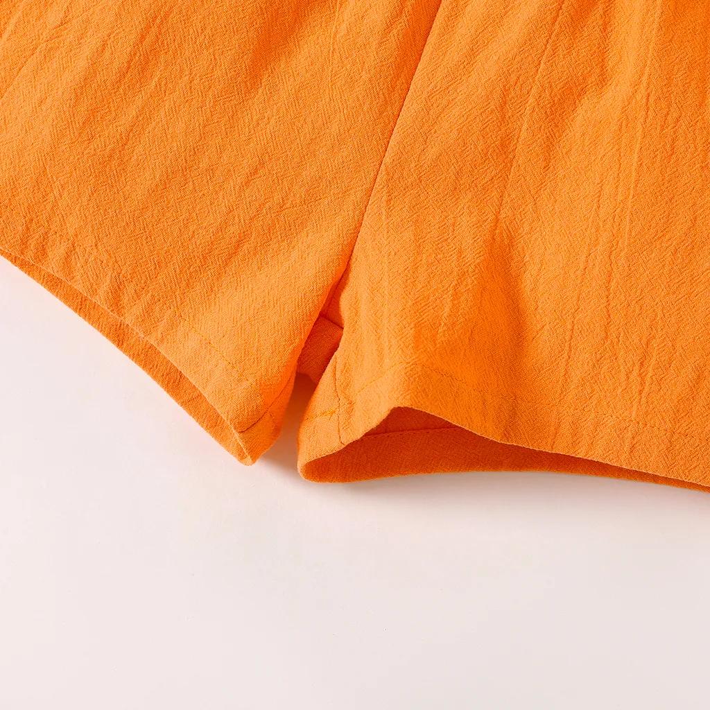 طفل صغير فتاة bowknot تصميم شريط / طباعة الأزهار / برتقالي كامي رومبير البرتقالي big image 1