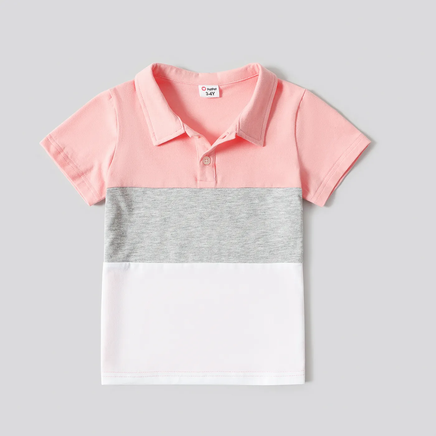 Family Matching Pink Sleeveless Splicing Floral Print Midi Dresses and Colorblock Short-sleeve Polo Shirts Sets Pink image 5