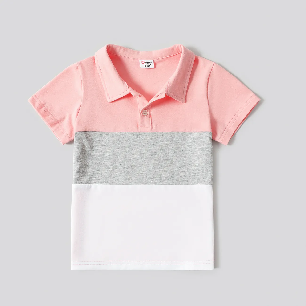 Family Matching Pink Sleeveless Splicing Floral Print Midi Dresses and Colorblock Short-sleeve Polo Shirts Sets Pink big image 1