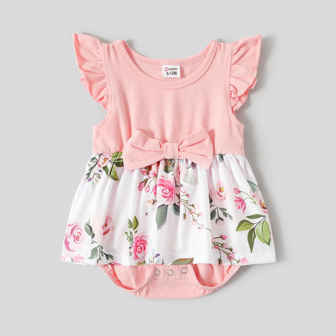 Family Matching Pink Sleeveless Splicing Floral Print Midi Dresses and Colorblock Short-sleeve Polo Shirts Sets Pink big image 1