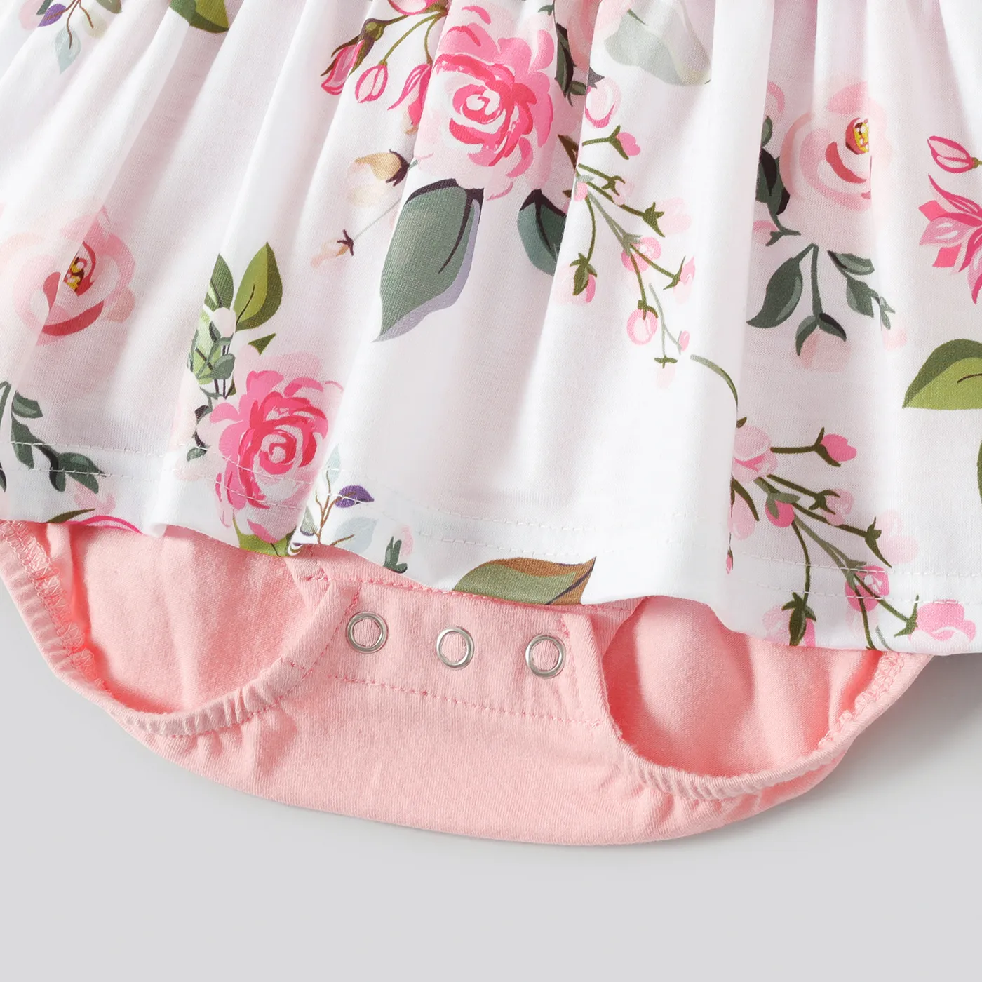 Family Matching Pink Sleeveless Splicing Floral Print Midi Dresses and Colorblock Short-sleeve Polo Shirts Sets Pink image 4