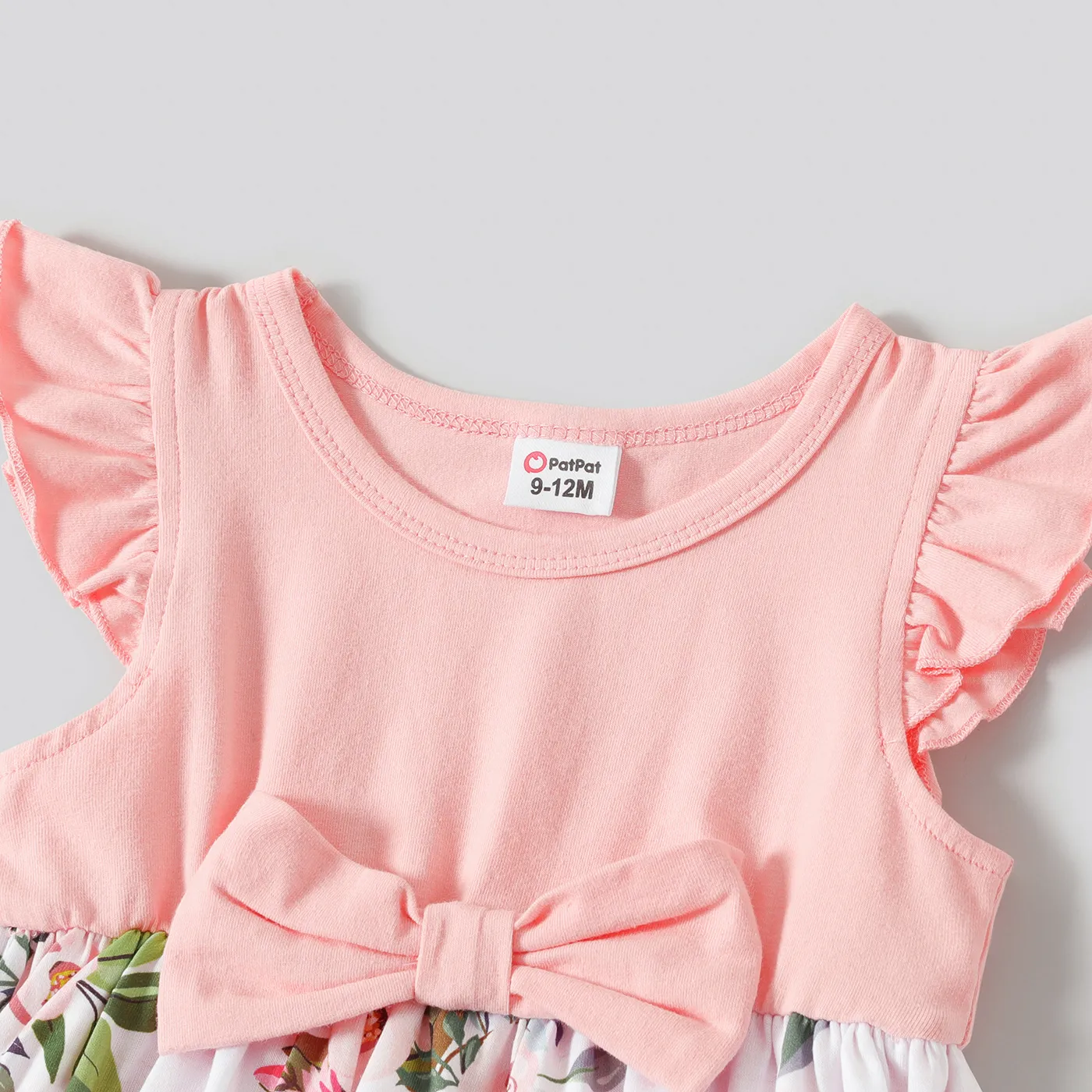 Family Matching Pink Sleeveless Splicing Floral Print Midi Dresses and Colorblock Short-sleeve Polo Shirts Sets Pink image 3