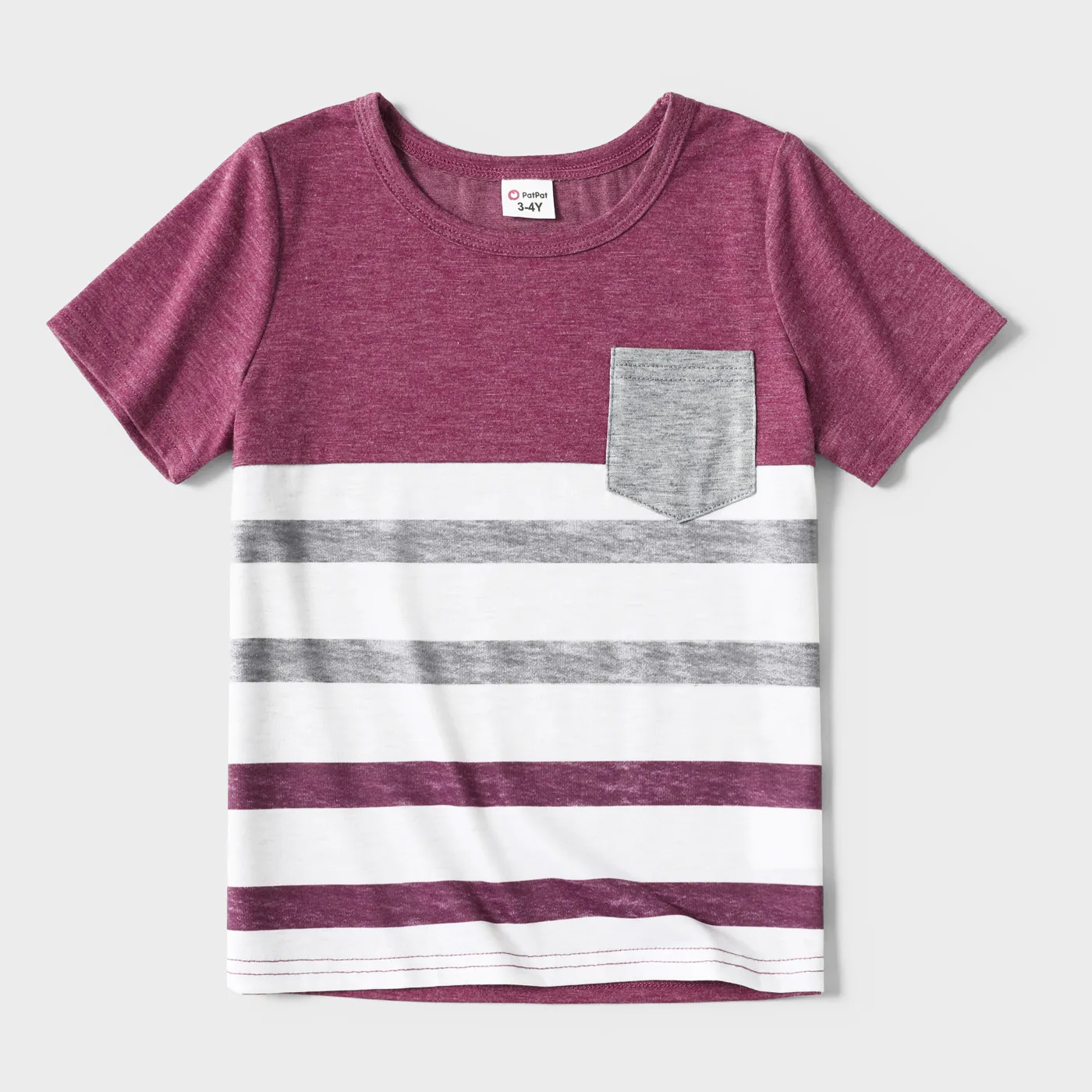 Family Matching Solid V Neck Sleeveless Button Up Drawstring Dresses and Striped Colorblock Short-sleeve T-shirts Sets  big image 7
