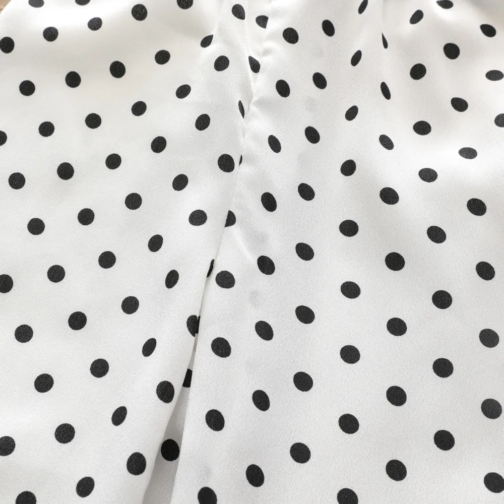 Toddler Girl Polka dots Smocked Sleeveless Strap Jumpsuit  big image 4