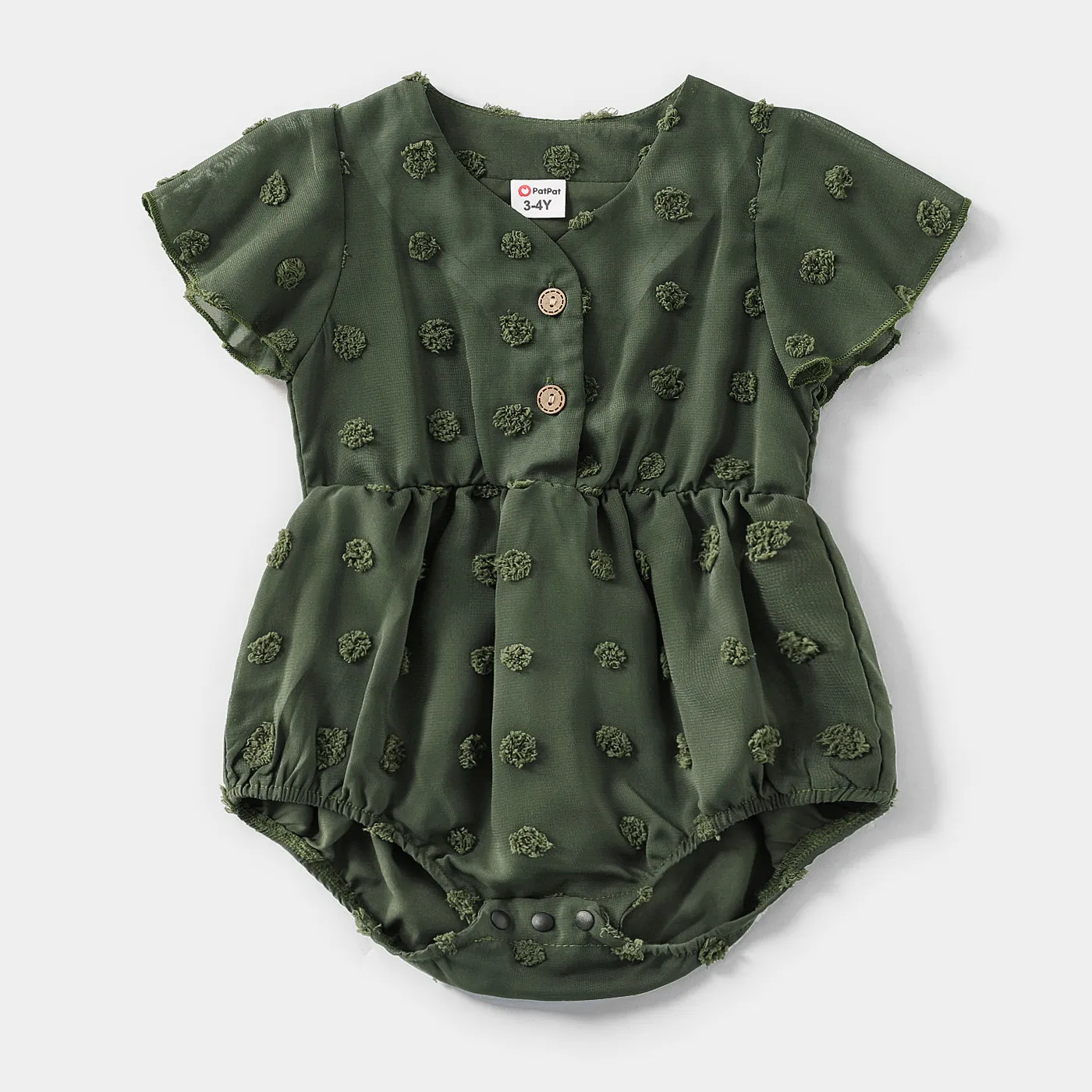 Family Matching Dark Green Swiss Dot Halter Neck Sleeveless Maxi Dresses and Colorblock Short-sleeve T-shirts Sets Dark Green big image 1